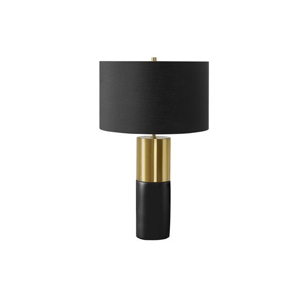 Monarch Specialties 25-in Black Fabric Shade and Concrete Contemporary Table Lamp