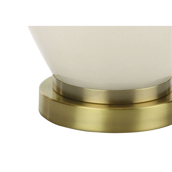 Lampe de table contemporaine de 26 po Monarch Specialties céramique avec abat-jour crème