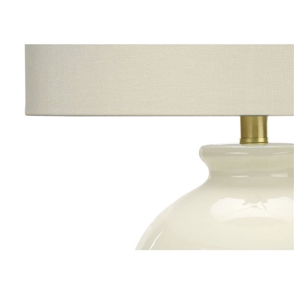 Lampe de table contemporaine de 26 po Monarch Specialties céramique avec abat-jour crème