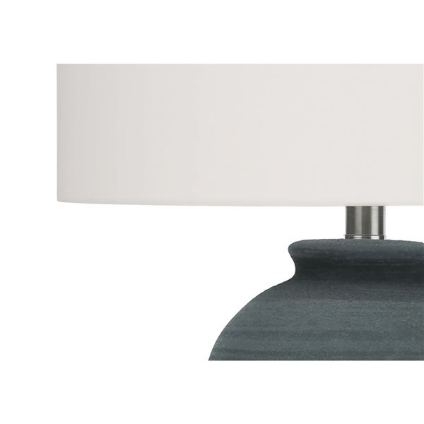 Monarch Specialties 24-in Ivory Fabric Shade and Blue Ceramic Contemporary Table Lamp