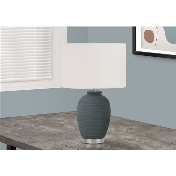 Monarch Specialties 24-in Ivory Fabric Shade and Blue Ceramic Contemporary Table Lamp