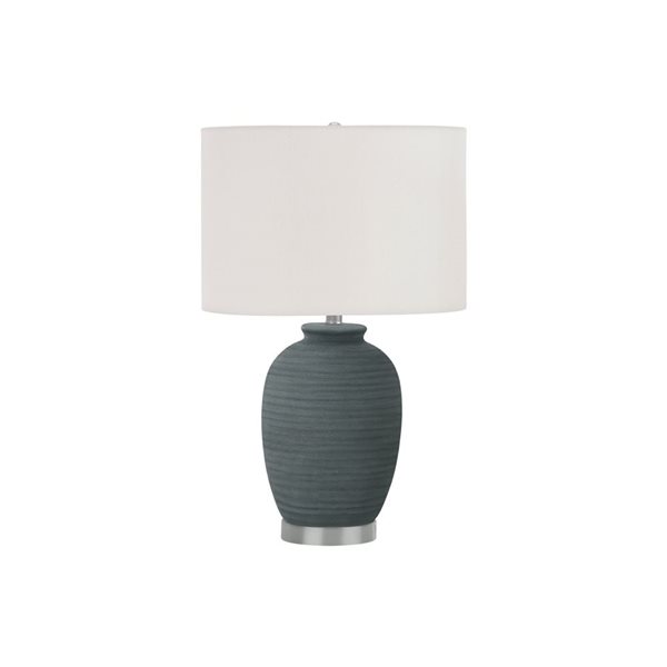 Monarch Specialties 24-in Ivory Fabric Shade and Blue Ceramic Contemporary Table Lamp