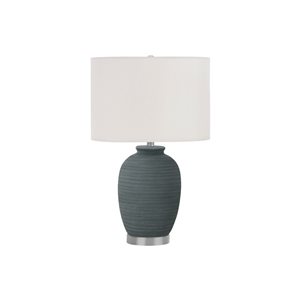 Monarch Specialties 24-in Ivory Fabric Shade and Blue Ceramic Contemporary Table Lamp