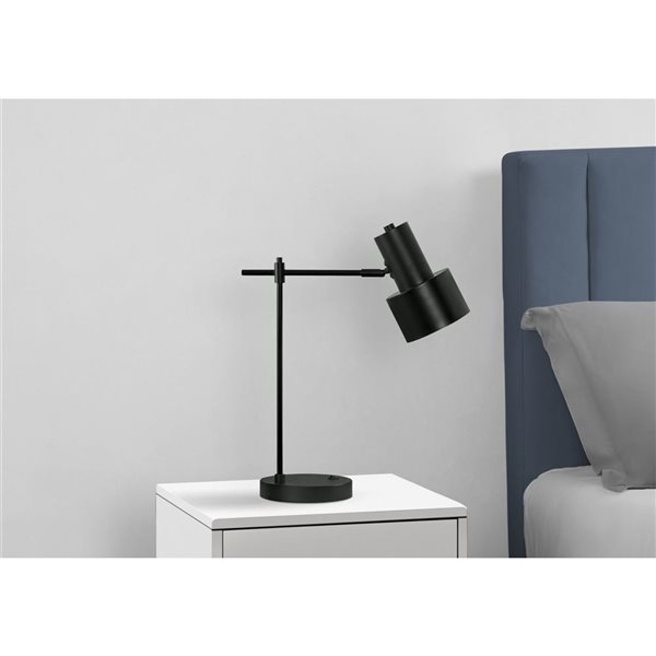 Lampe de table moderne Monarch Specialties noire 21 po avec port USB