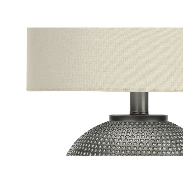 Lampe de table moderne 19 po Monarch Specialties résine grise avec abat-jour en tissu ivoire