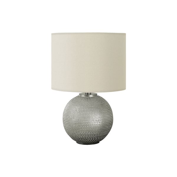 Monarch Specialties 19-in Ivory Fabric Shade and Gray Resin Modern Table Lamp