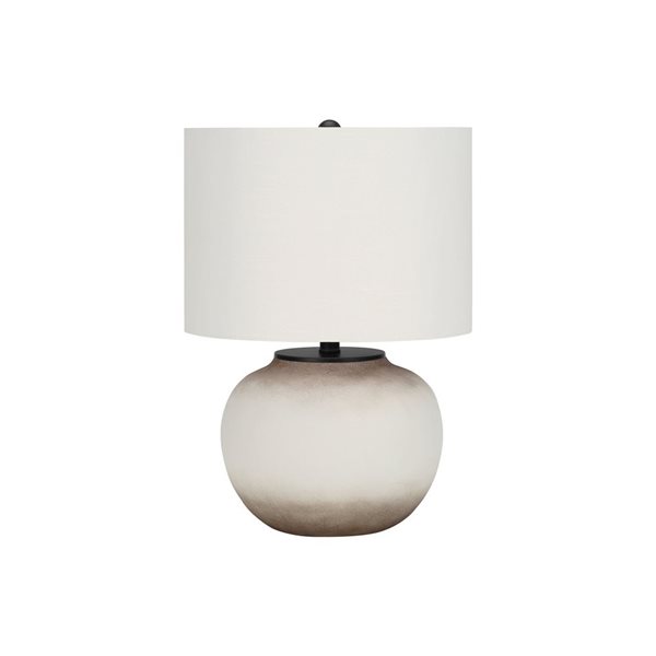 Monarch Specialties 21-in Cream Ceramic and Ivory Fabric Shade Modern Table Lamp