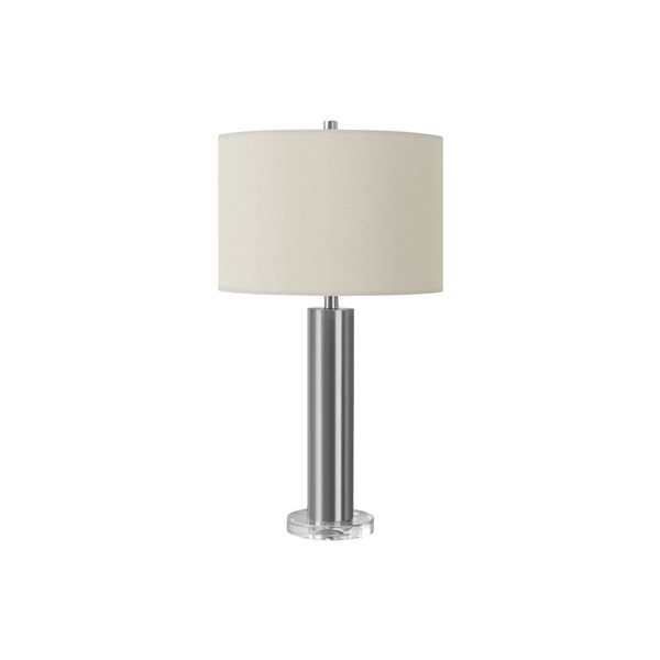 Monarch Specialties 28-in Ivory Fabric Shade and Nickel Metal Contemporary Table Lamp