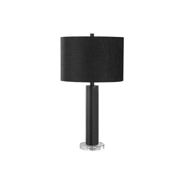 Lampe de table moderne 28 po Monarch Specialties en métal avec abat-jour en tissu noir