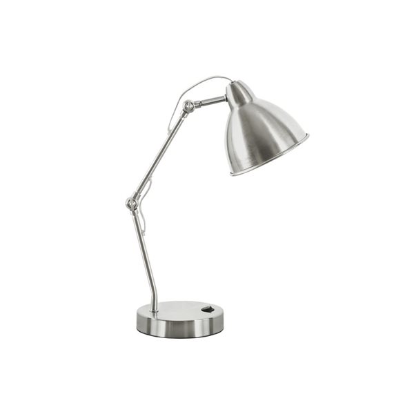 Monarch Specialties 17-in Nickel Metal Modern Table Lamp w/ USB Port