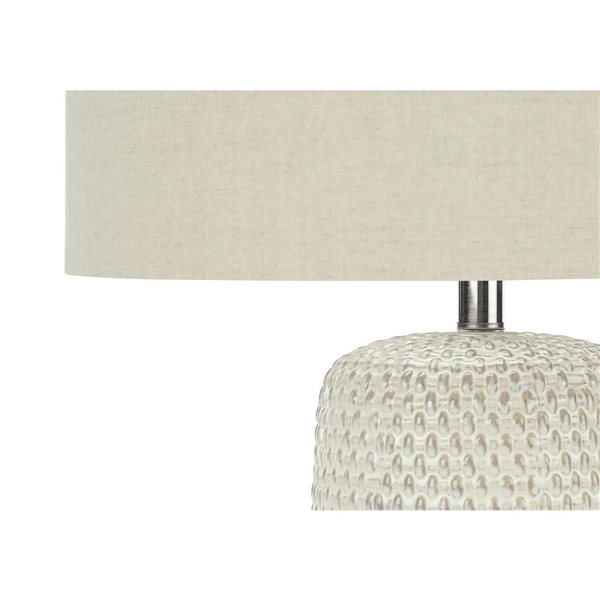 Lampe de table contemporaine 31 po Monarch Specialties céramique crème avec abat-jour en tissu beige