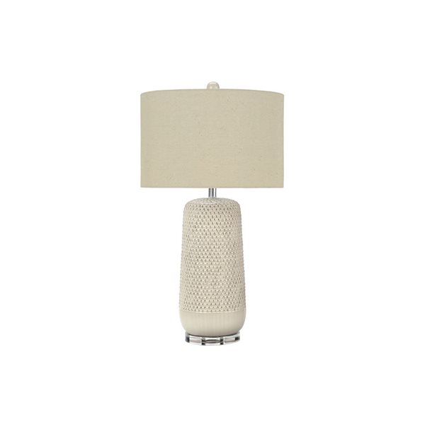 Monarch Specialties 31-in Beige Fabric Shade and Cream Ceramic Contemporary Table Lamp