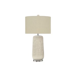 Lampe de table contemporaine 31 po Monarch Specialties céramique crème avec abat-jour en tissu beige