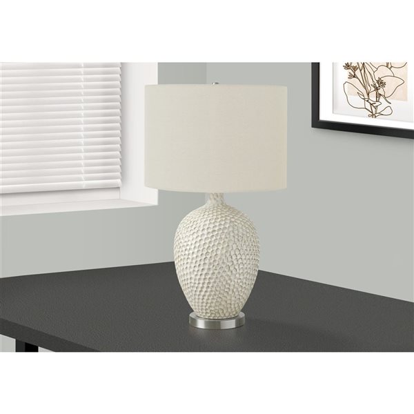 Monarch Specialties 28-in Cream Fabric Shade and Ceramic Contemporary Table Lamp