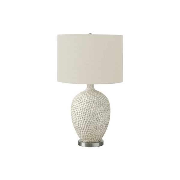 Monarch Specialties 28-in Cream Fabric Shade and Ceramic Contemporary Table Lamp