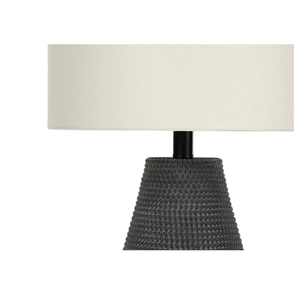 Monarch Specialties 24-in Ivory Fabric Shade and Black resin Contemporary Table Lamp