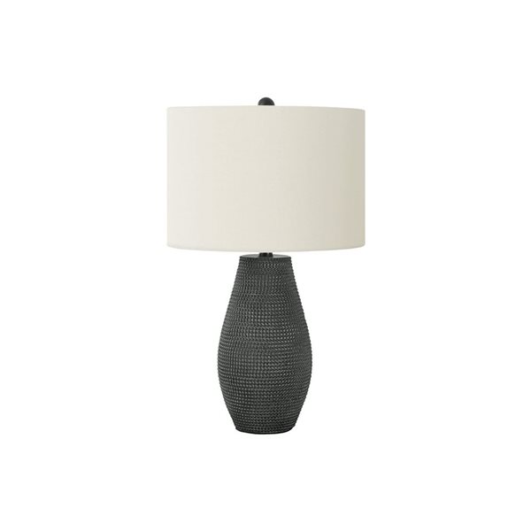 Monarch Specialties 24-in Ivory Fabric Shade and Black resin Contemporary Table Lamp