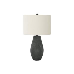 Monarch Specialties 24-in Ivory Fabric Shade and Black resin Contemporary Table Lamp