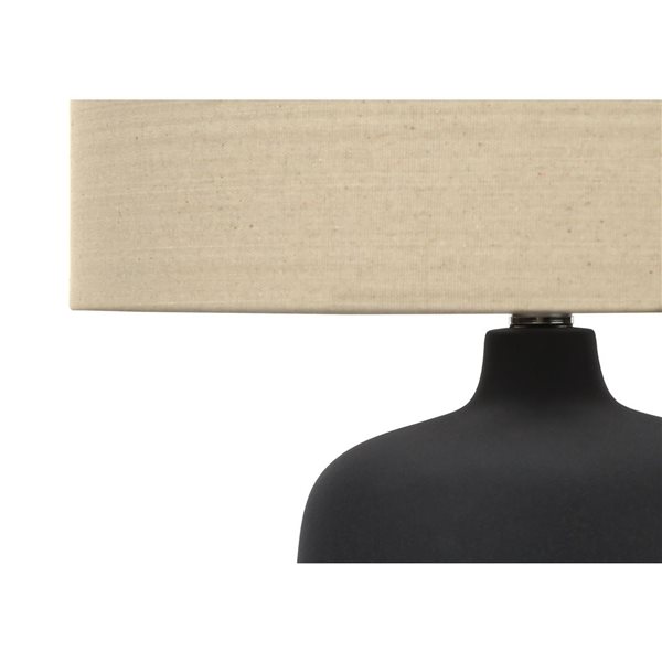 Monarch Specialties 24-in Beige Fabric Shade and Black Ceramic Contemporary Table Lamp