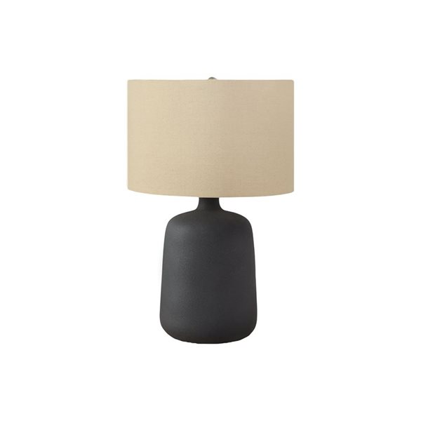 Monarch Specialties 24-in Beige Fabric Shade and Black Ceramic Contemporary Table Lamp