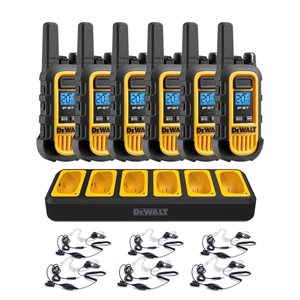 DEWALT DXFRS300BCH6-SV1 Heavy Duty Radios with Port Charger and Surveillance Headphones - 6/Pack