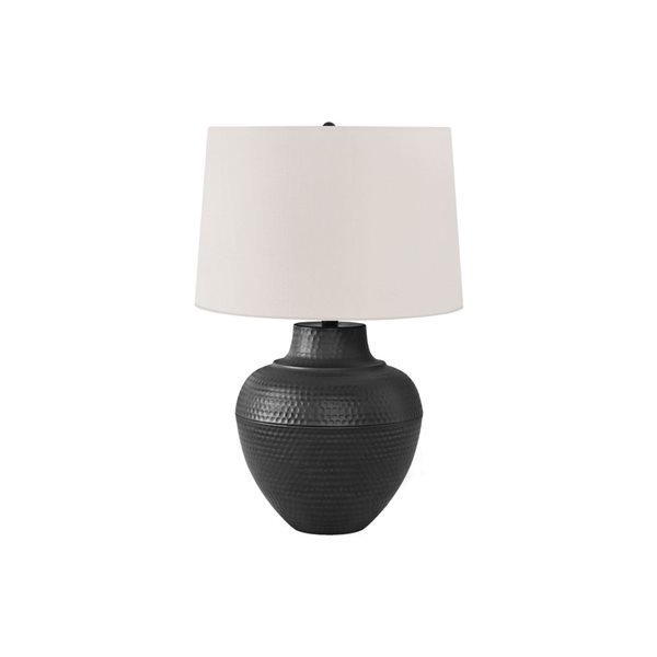 Monarch Specialties 26-in Beige Fabric Shade and Black Metal Base Transitional Table Lamp