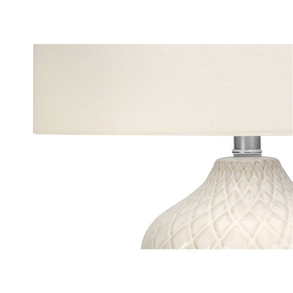 Monarch Specialties 25-in Cream Fabric Shade and Ceramic Transitional Table Lamp