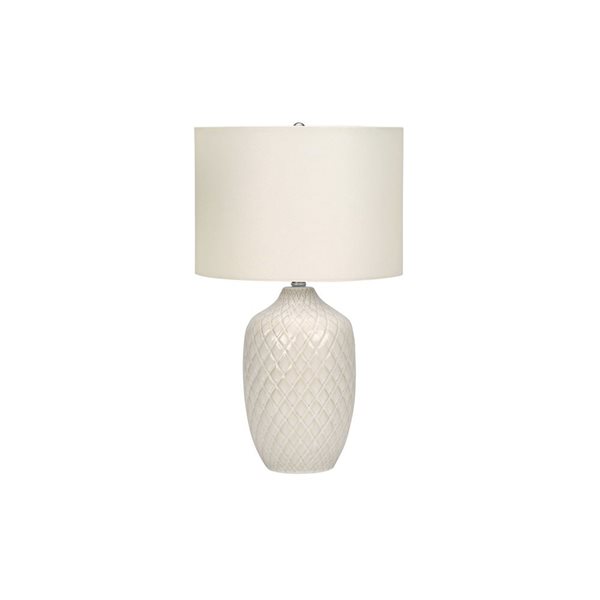 Monarch Specialties 25-in Cream Fabric Shade and Ceramic Transitional Table Lamp