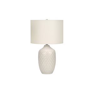 Monarch Specialties 25-in Cream Fabric Shade and Ceramic Transitional Table Lamp