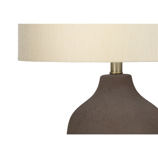 Lampe de table contemporaine 27 po Monarch Specialties céramique grise avec abat-jour en tissu beige