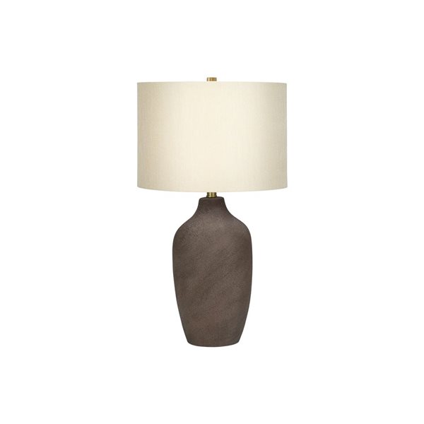 Lampe de table contemporaine 27 po Monarch Specialties céramique grise avec abat-jour en tissu beige