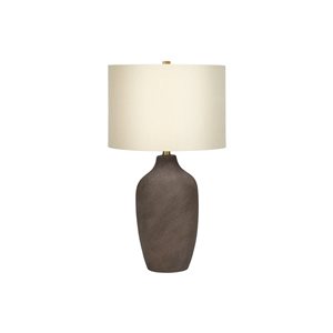 Lampe de table contemporaine 27 po Monarch Specialties céramique grise avec abat-jour en tissu beige