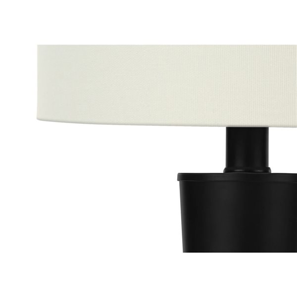 Monarch Specialties Set of 2 24-in Ivory Fabric Shade and Black Metal Base Table Lamp w/ USB Port