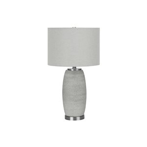 Monarch Specialties 25-in Gray Fabric Shade and Gray Ceramic Modern Table Lamp