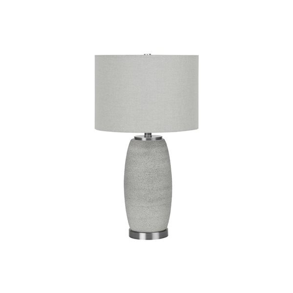 Lampe de table moderne de 25 po Monarch Specialties céramique grise et tissu gris