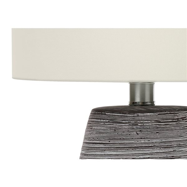 Monarch Specialties 19-in Ivory Fabric Shade and Fray Ceramic Contemporary  Table Lamp