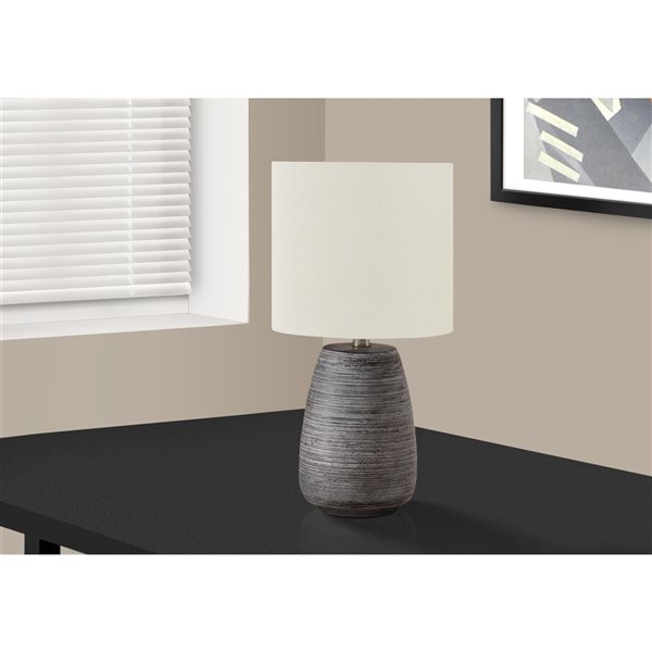 Monarch Specialties 19-in Ivory Fabric Shade and Fray Ceramic Contemporary  Table Lamp