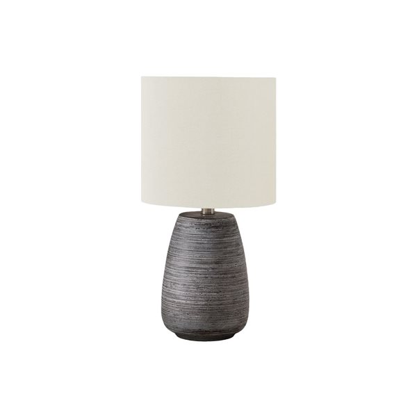 Monarch Specialties 19-in Ivory Fabric Shade and Fray Ceramic Contemporary  Table Lamp