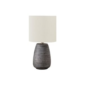 Monarch Specialties 19-in Ivory Fabric Shade and Fray Ceramic Contemporary  Table Lamp