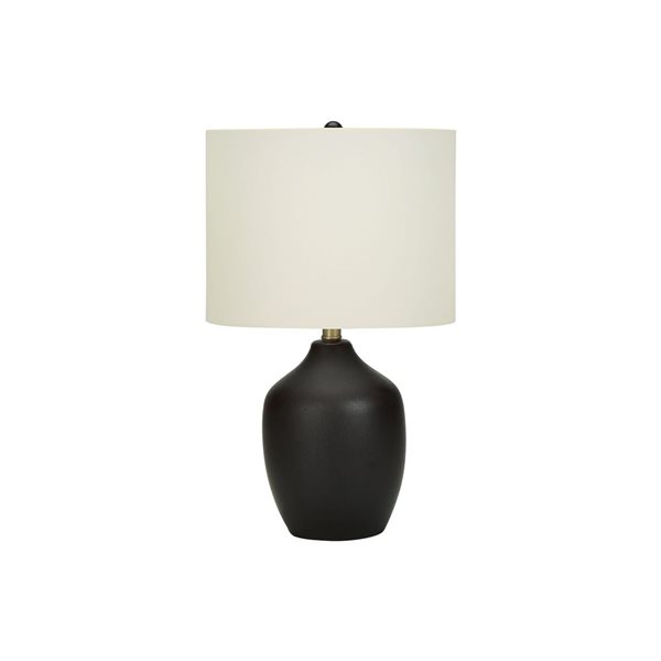 Monarch Specialties 22-in Ivory Fabric Shade and Black Ceramic Transitional Table Lamp