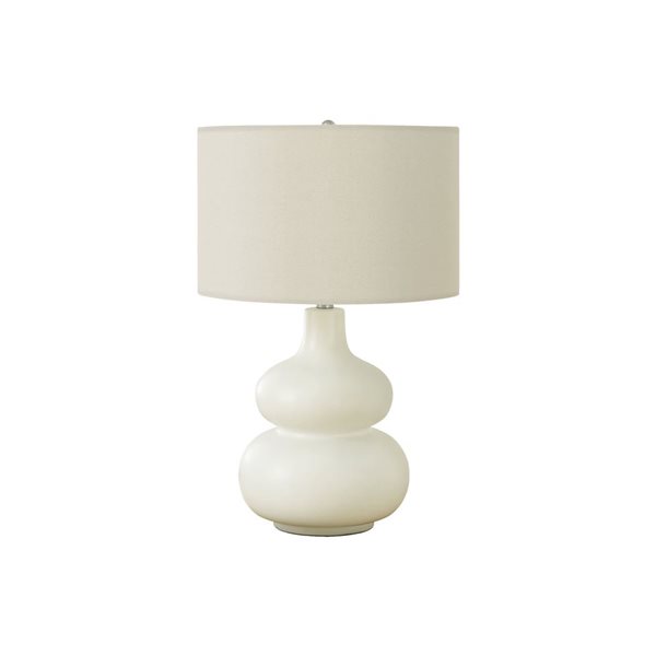 Monarch Specialties 25-in Cream Fabric Shade and Ceramic Contemporary Table Lamp