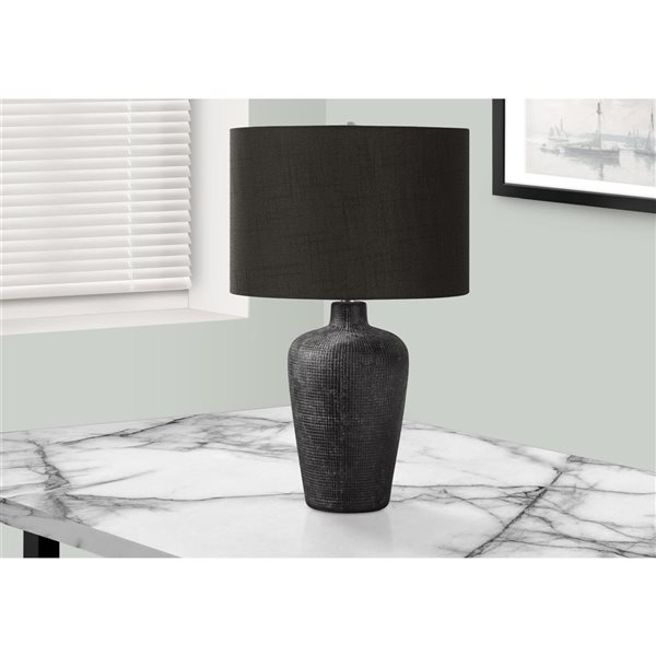 Monarch Specialties 24-in Black Fabric Shade and Ceramic Contemporary Table Lamp