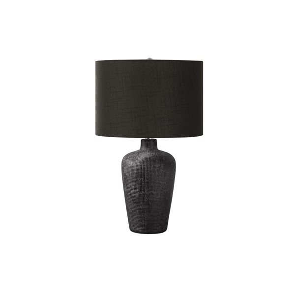 Lampe de table contemporaine 24 po Monarch Specialties céramique avec abat-jour en tissu noir