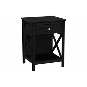 Monarch Specialties 2-Tier Black Veneer Transitional End Table w/ Drawer