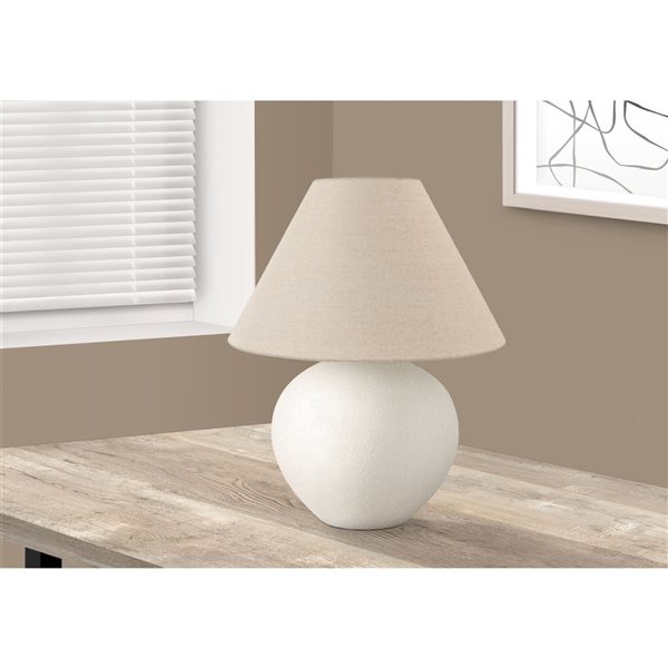 Monarch Specialties 16-in Cream Empire Shade and Ceramic Contemporary Table Lamp