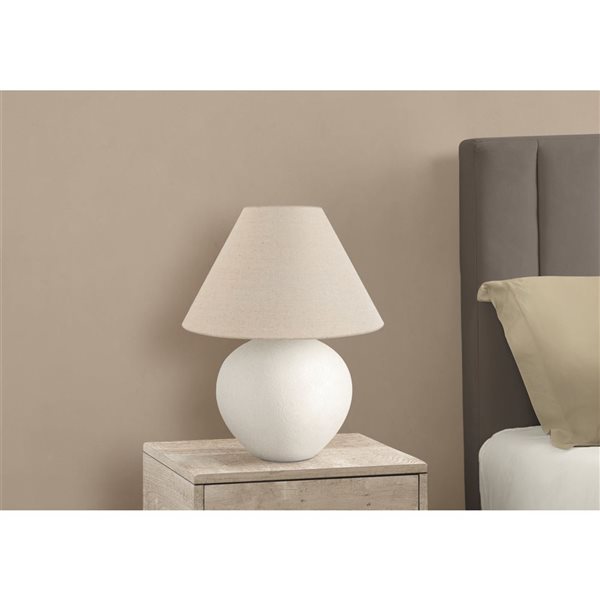 Monarch Specialties 16-in Cream Empire Shade and Ceramic Contemporary Table Lamp