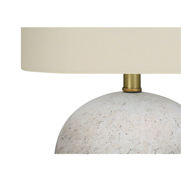 Monarch Specialties 20-in Ceam Fabric Shade and Gray Concrete Contemporary Table Lamp