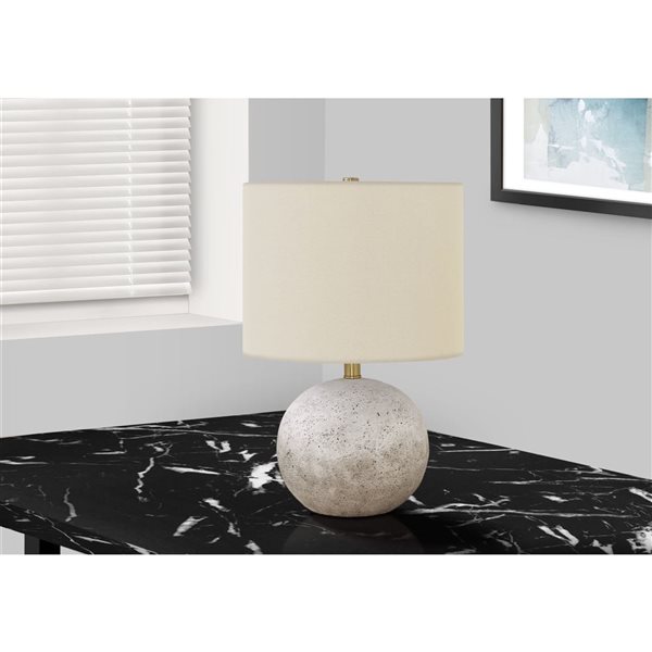 Monarch Specialties 20-in Ceam Fabric Shade and Gray Concrete Contemporary Table Lamp