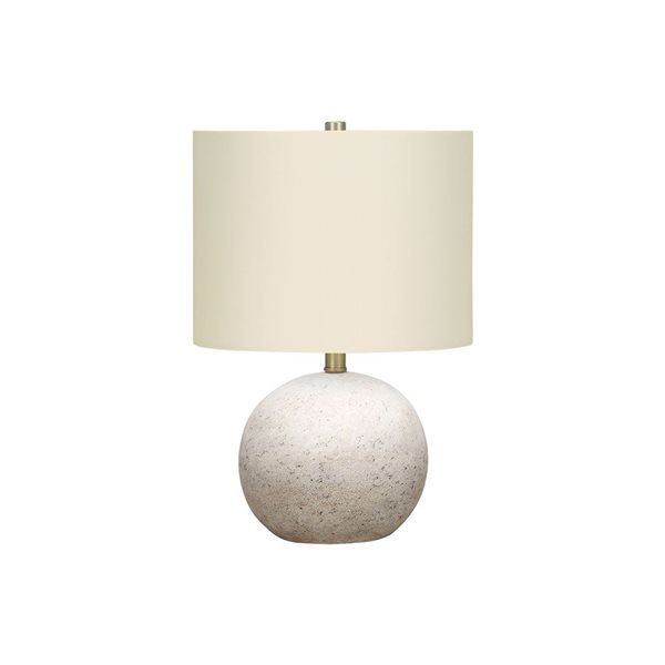 Monarch Specialties 20-in Ceam Fabric Shade and Gray Concrete Contemporary Table Lamp