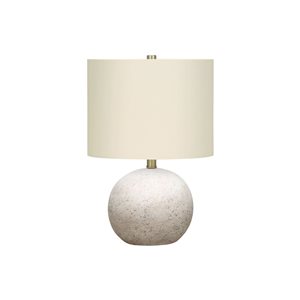 Monarch Specialties 20-in Ceam Fabric Shade and Gray Concrete Contemporary Table Lamp